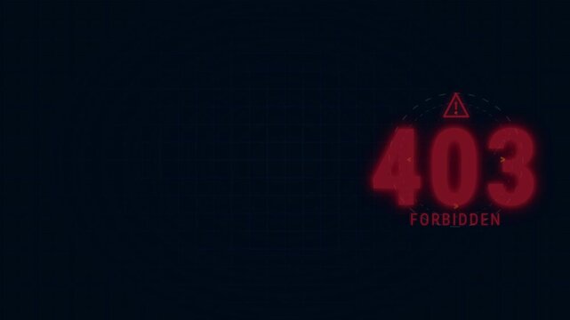 A dark scene displays a forbidden ERR403 error message on a screen with red text