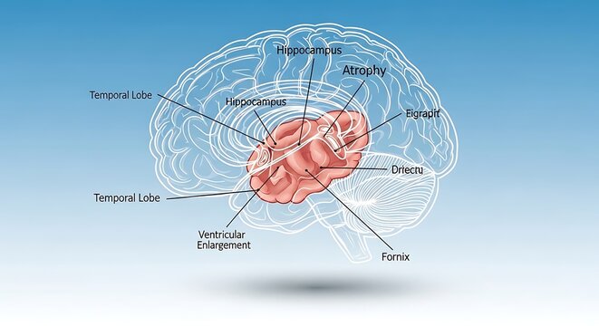 Colorful Brain Anatomy Diagram Showing Hippocampus Cortex and Labeled Regions