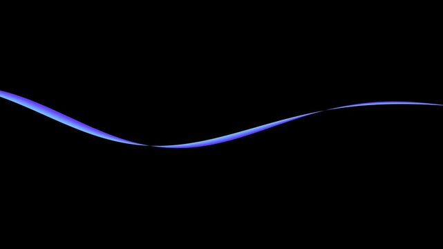 Abstract Blue Light Wave Moving Across Dark Background.