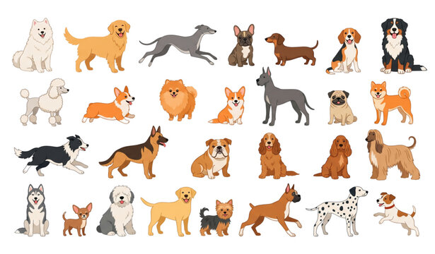 Cartoon dog breeds collection