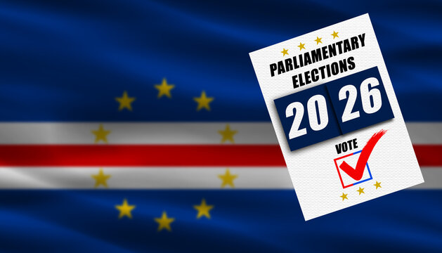 Cape Verde parliamentary elections with flag in the background. Ballot on a Cape Verdean flag, concept