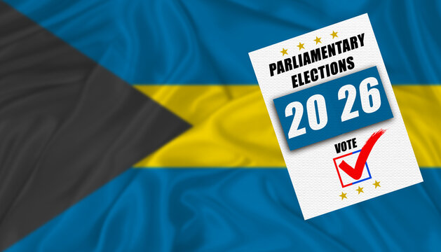Bahamas parliamentary elections with flag in the background. Ballot on a Bahamian flag, concept