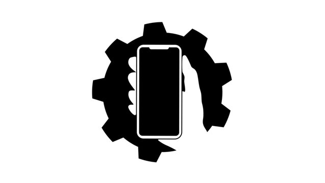 smartphone repair, black isolated vector silhouette