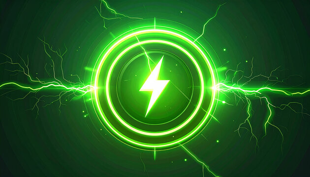 Futuristic Green Electric Power Symbol
