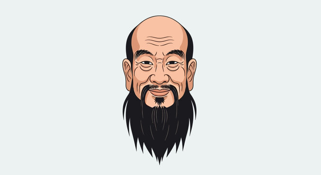 Lao Tzu Cartoon Portrait.