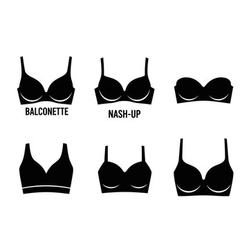 Types of Bras: Balconette, Push-Up, Strapless, Plunge, T-Shirt, Full Cup Icons