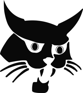 Minimal Black Cat Face Logo Vector Illustration | Modern Abstract Feline Mascot Design with Bold Silhouette Style
