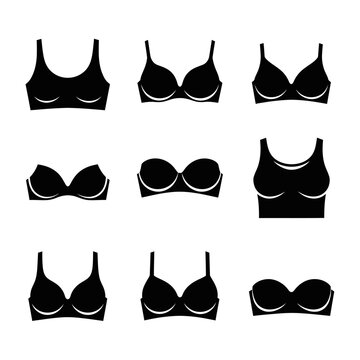 Collection of Black Bra Icons, Lingerie Styles, Underwear Silhouettes