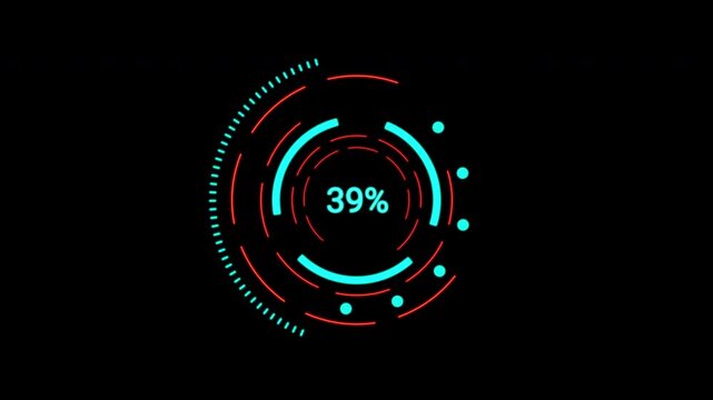 Sophisticated Loading Data HUD Display with intricate circular telemetry. Cutting-edge digital interface for pro VFX