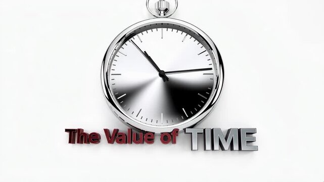 Sleek silver stopwatch ticking steadily on white background representing time management and precision