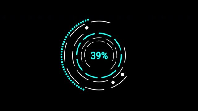 Dynamic Loading Data HUD Display. Futuristic scanning interface with moving graphs and sliders. Premium 4K tech element.