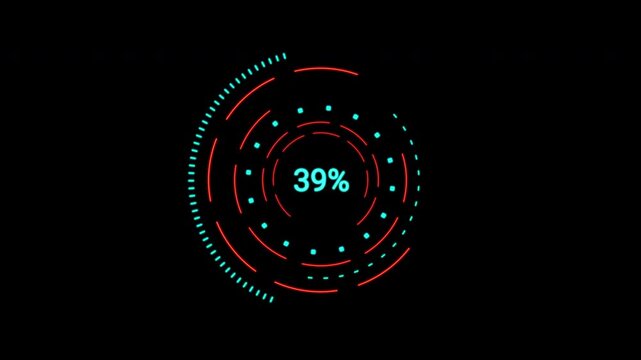 Innovative Loading Data HUD Display. High-speed rotating UI circles and digital data analysis for tech visuals