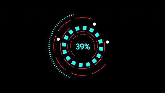 Advanced Loading Data HUD Display telemetry. Seamless rotating UI circles for data scanning. Pro-grade infographic tech.