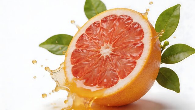 Grapefruit slice with juice splash