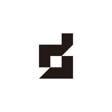Letter ds sd d s square, outline geometric symbol simple logo vector