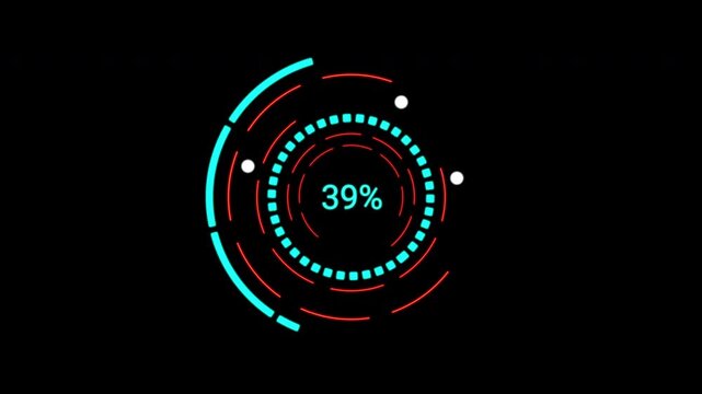 Robust Loading Data HUD Display interface. Animated tech graphs and rotating circles. Innovative UI for data scan.