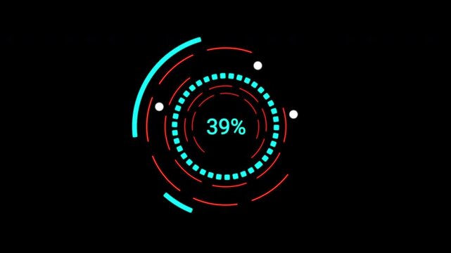 Robust Loading Data HUD Display interface. Animated tech graphs and rotating circles. Innovative UI for data scan.