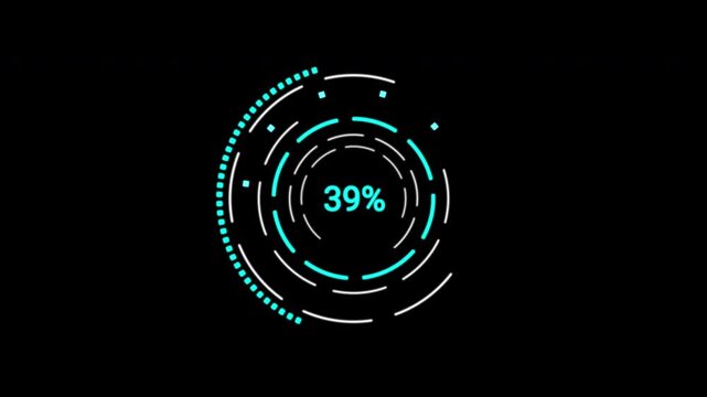 Complex Loading Data HUD Display animation. High-fidelity rotating telemetry and graphs for futuristic command centers.