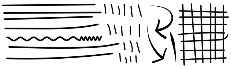 Fototapeta premium Hand drawn lines and strokes vector set