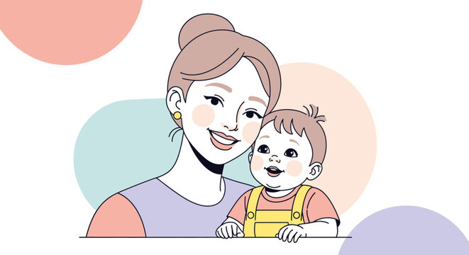 Mother and child vector illustration showing care and love copy space family concept