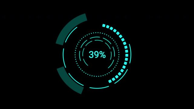 Sophisticated Loading Data HUD Display with intricate circular telemetry. Cutting-edge digital interface for pro VFX
