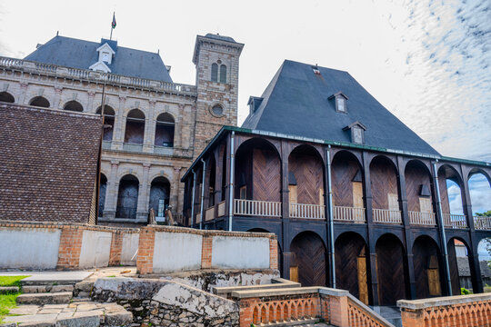 Historic Rova of Antananarivo palace complex featuring stone and wooden architecture