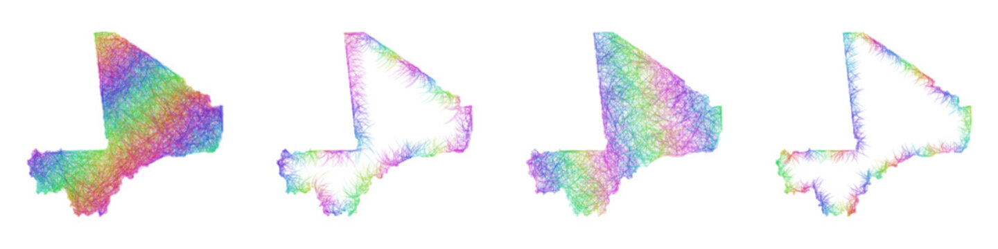 Multicolor sketch Mali map design set