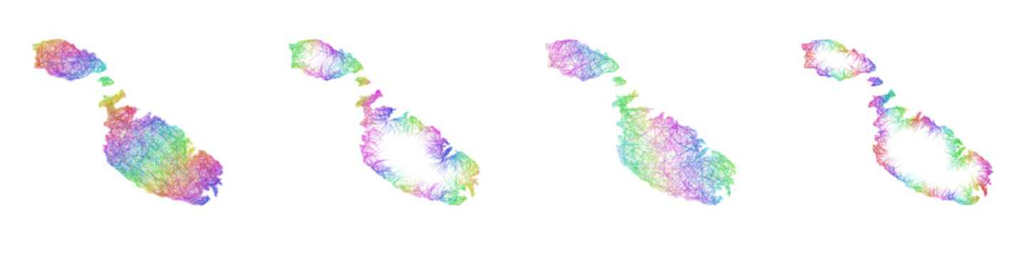 Colorful sketch Malta map design set
