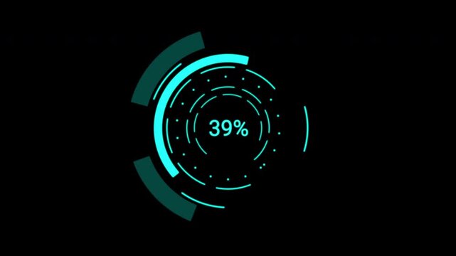 High-tech Loading Data HUD Display. Digital data analyzing interface with telemetry circles for professional editors.