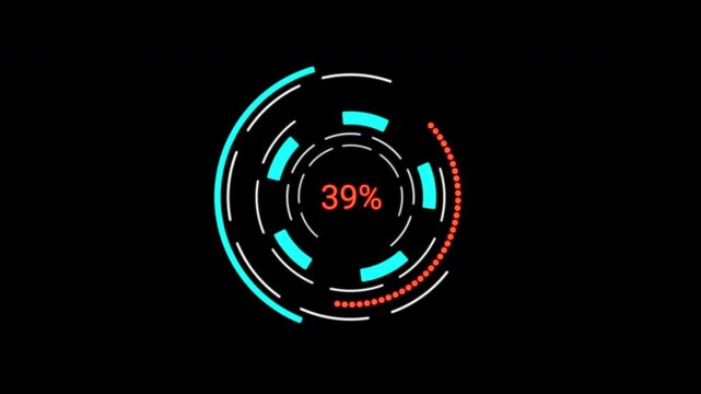 Complex Loading Data HUD Display animation. High-fidelity rotating telemetry and graphs for futuristic command centers.