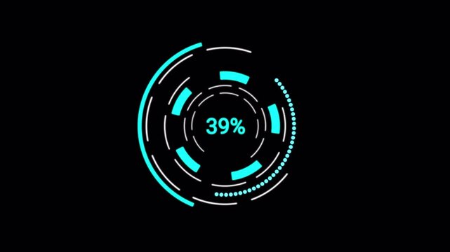 Dynamic Loading Data HUD Display. Futuristic scanning interface with moving graphs and sliders. Premium 4K tech element.