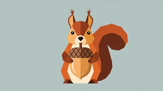 Cartoon Squirrel Holding Pinecone Illustration.