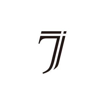 Letter j number 7 line geometric symbol simple logo vector