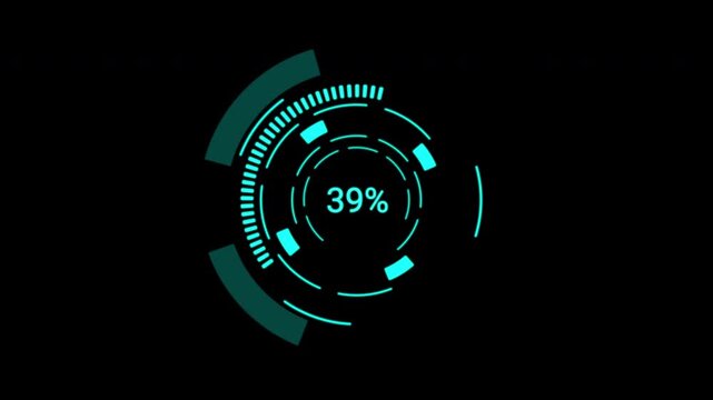 Futuristic Loading Data HUD Display. High-fidelity interface with moving graphs and sliders. Professional overlay for VFX.
