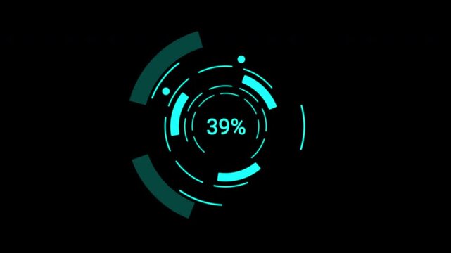 Versatile Loading Data HUD Display module. Rotating digital telemetry and moving graphs. Premium VFX asset for futuristic tech visuals.