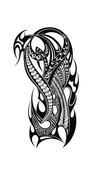 Intricate Polynesian Shoulder Tattoo Piece with Shark Teeth and Wave Motifs