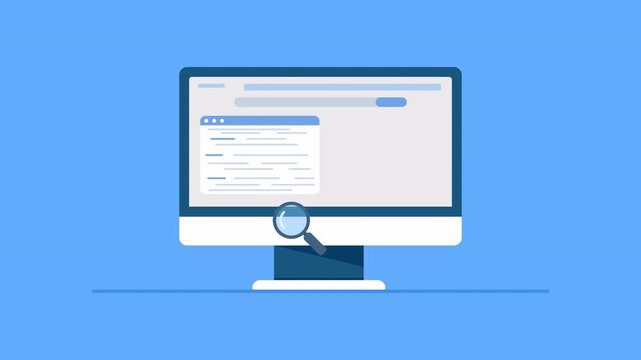 Software testing application. prototyping coding script. Software testing application interface on computer monitor. Suitable for cybersecurity, software development, and technology. 2d animation.