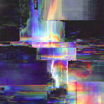 Abstract Glitch Background with Colorful Digital Noise and Distortion