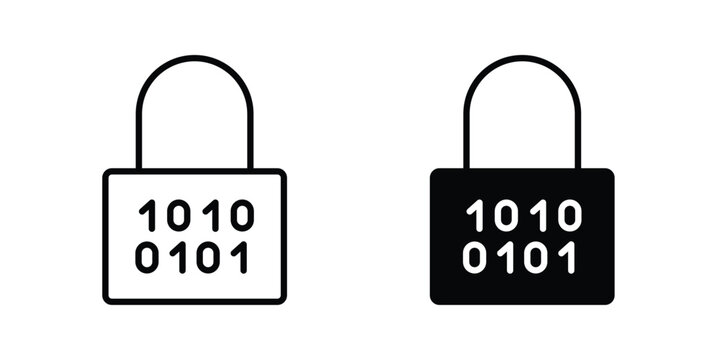 Binary Lock icon design collection in black
