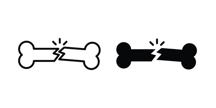 Bone break icon design collection in black