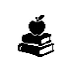 Fototapeta premium Pixel art apple books silhouette
