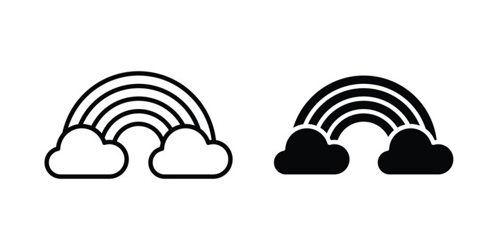 Cloud rainbow icon design collection in black