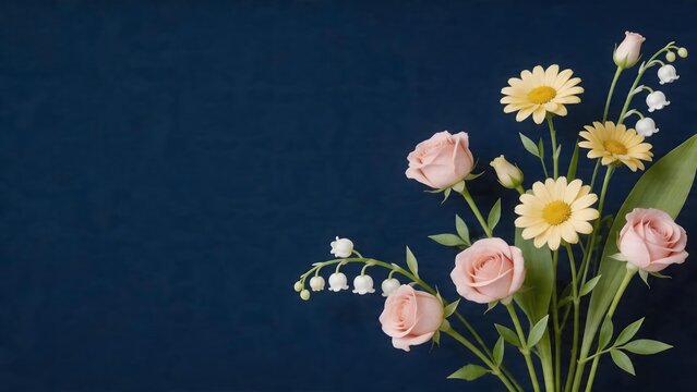 Flower arrangement with roses and daisies