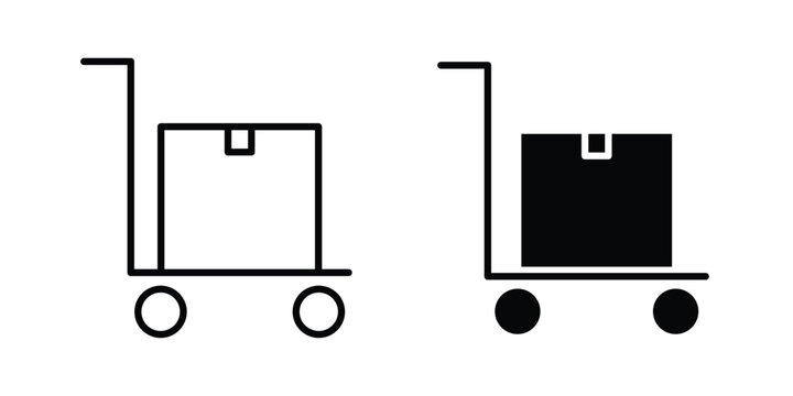 Dolly flatbed icon design collection in black