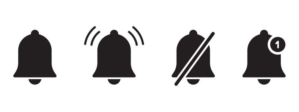 Notification bell icon, clean vector EPS for alerts, reminders, UI, apps, and web design.