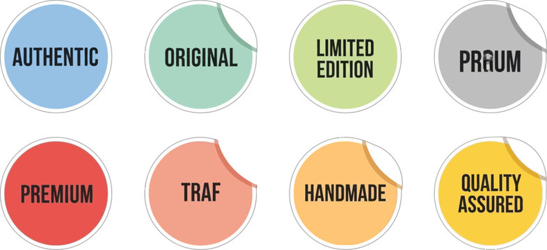 Collection of colorful adhesive quality and limited edition stickers
