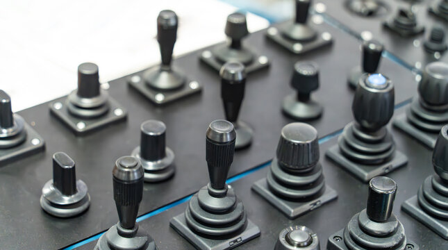 collection of controler handle for control panel of modern industrial equipment