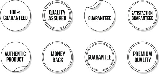 Fototapeta premium Set of circular quality guarantee and satisfaction badges with generated by AI