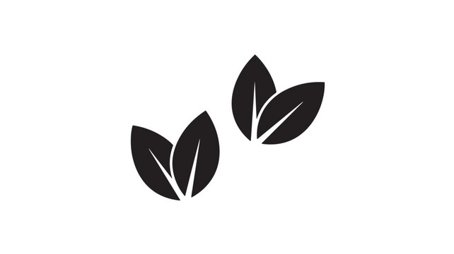 Leaves icon with black silhouette and white veins on white background featuring nature, plant, leaf with botanical and organic elements for