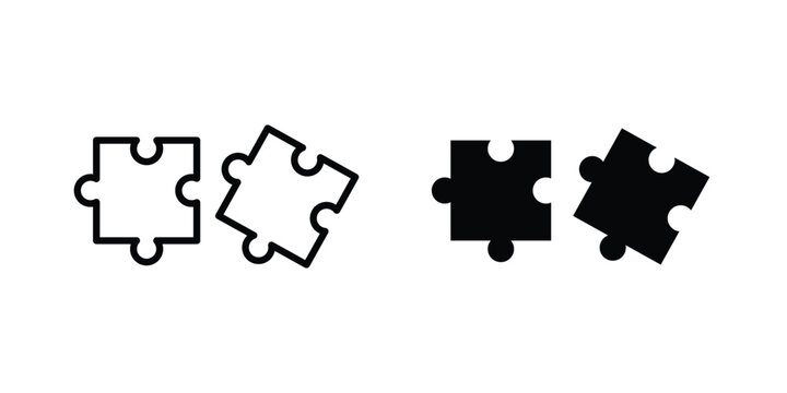 Puzzle pieces icon design collection in black